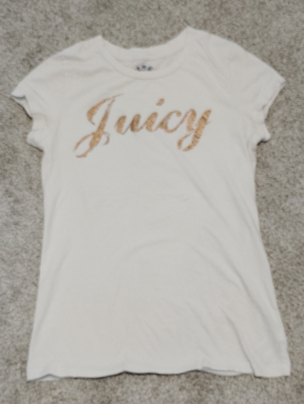 Juicy Couture White Short Sleeve Tee with Gold Script Logo